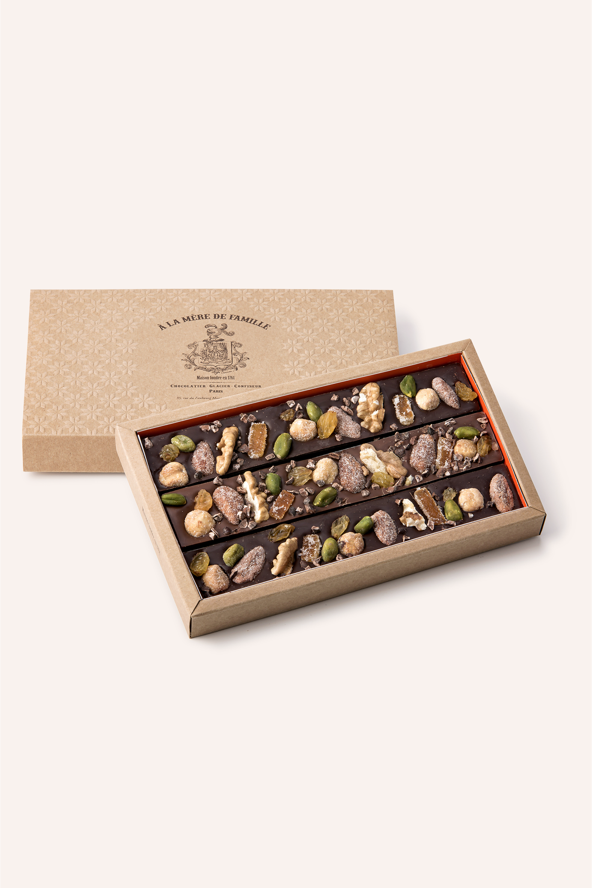 Chocolate bar Box 3 barrettes - Mendiant
