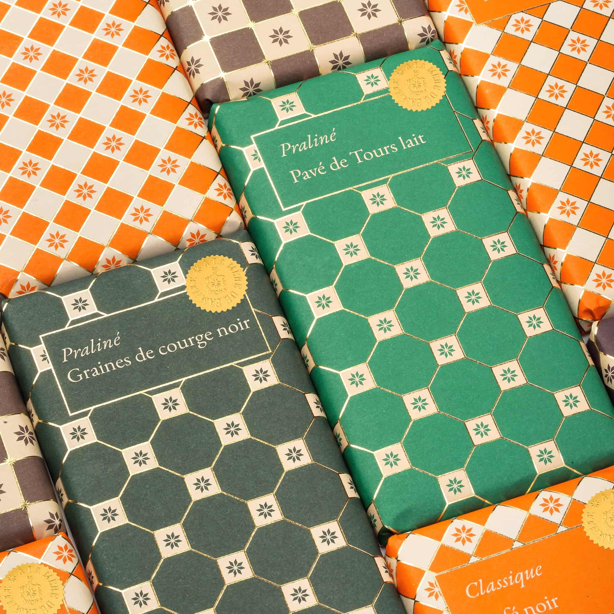 Tablette chocolat praliné pistache noir