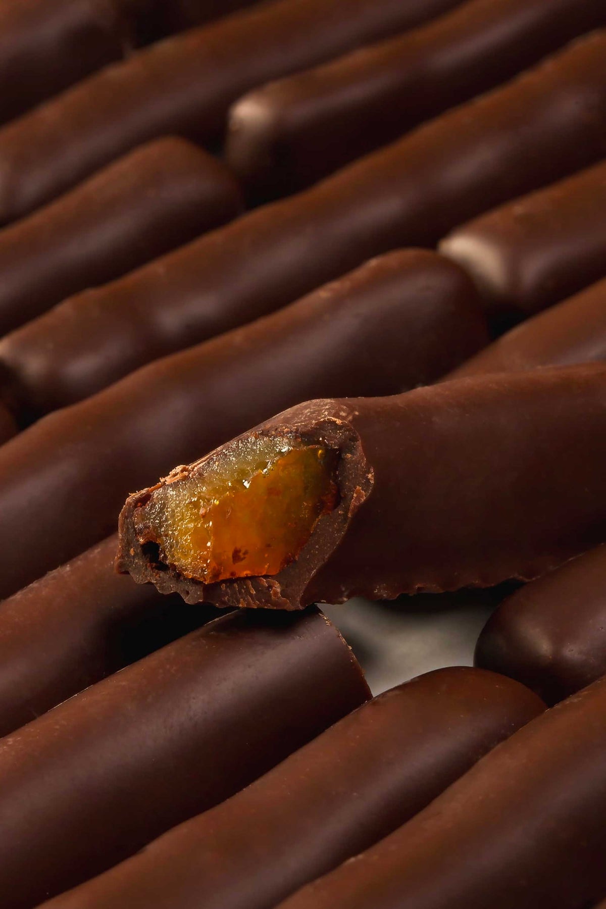 Small chocolate orangettes