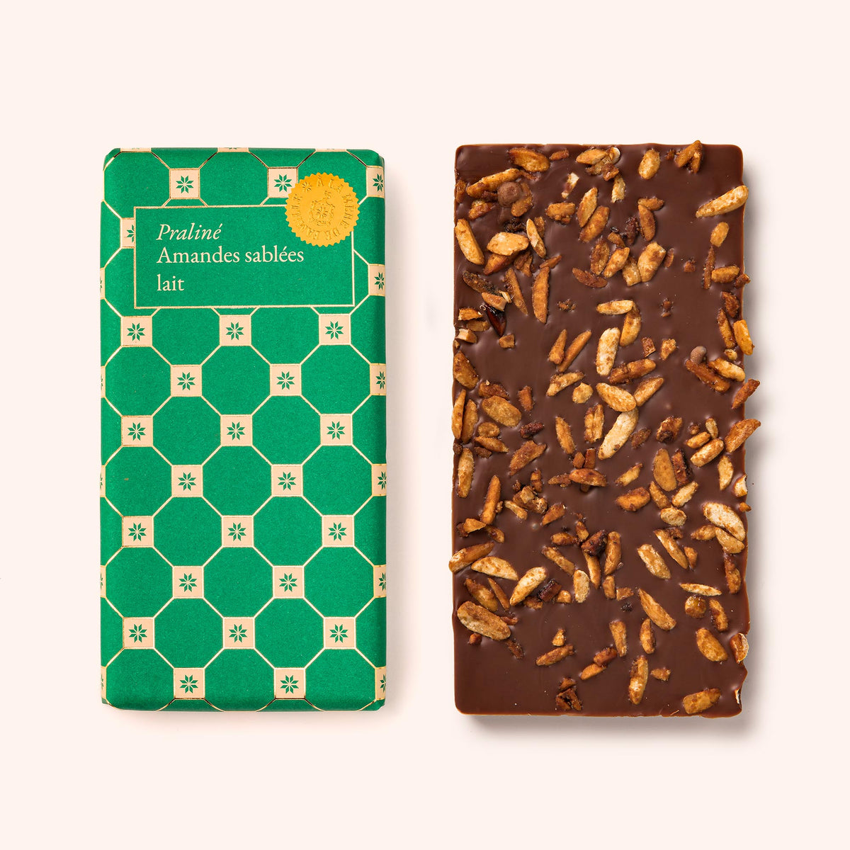 Tablette chocolat praliné amandes sablées lait