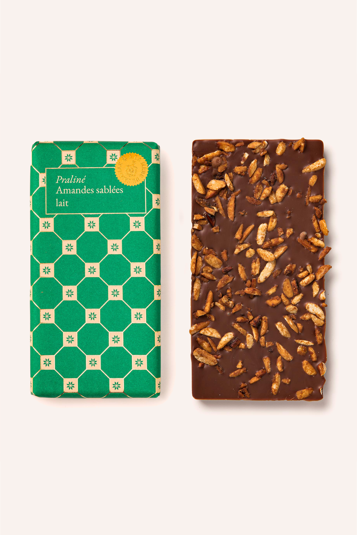 Chocolate bar Milk salted sanded almond praline bar