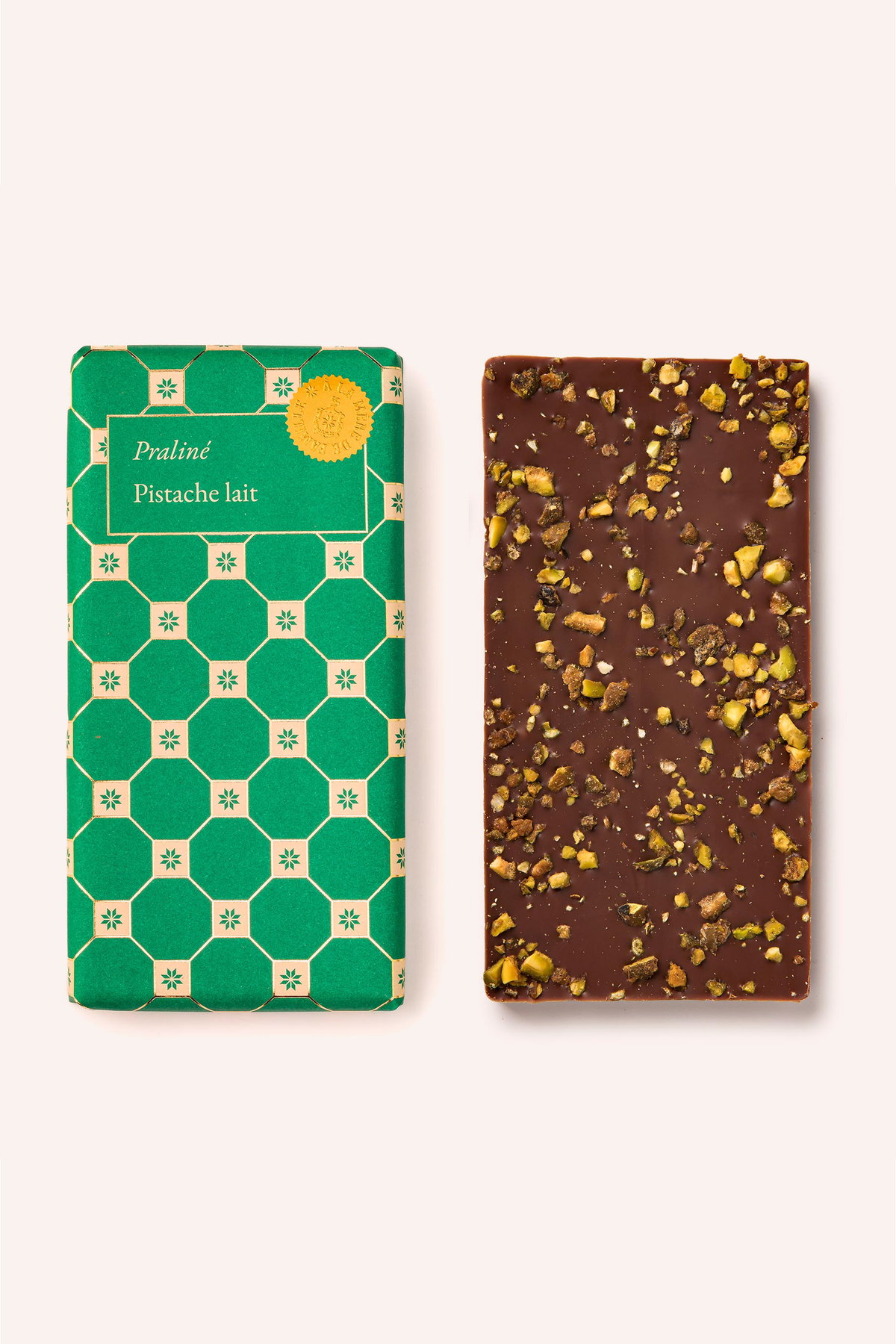 Tablette chocolat praliné pistache lait