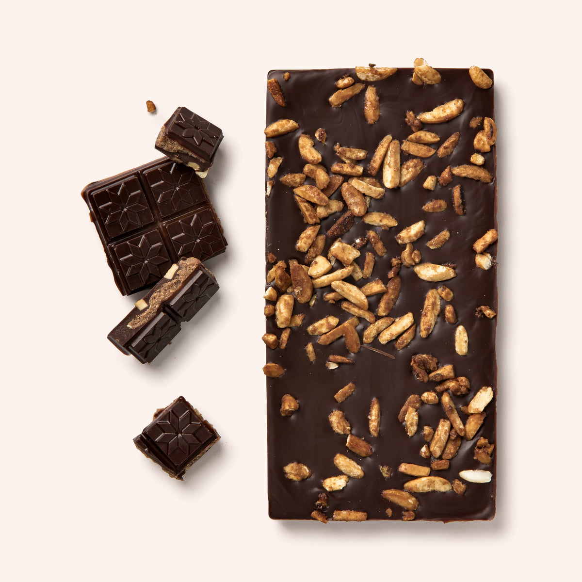 Tablette chocolat praliné amandes sablées noir